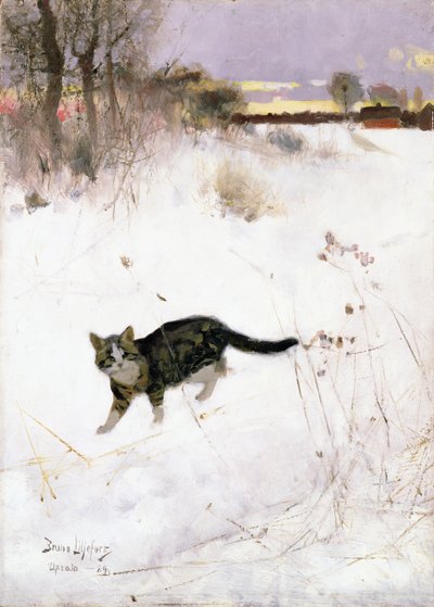 Cat Stalking over Snow by Bruno Andreas Liljefors